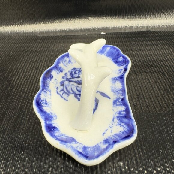 Antique Staffordshire Ironstone Lid Porcelain Flow Blue Rose Made in England VTG - Picture 10 of 13